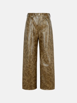 BROWN RECYCLED LEATHER BLEND TROUSERS