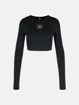 'YOGA' BLACK POLYAMIDE BLEND TOP