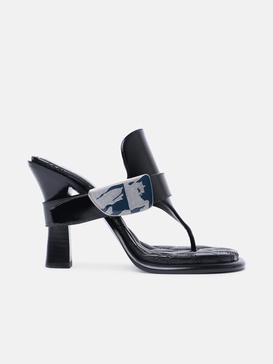 'BAY' BLACK LEATHER SANDALS