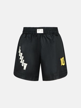 BLACK POLYAMIDE BERMUDA SHORTS