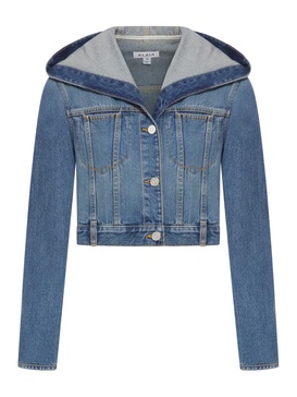 Alaia Women Denim Crop Hooded Jacket