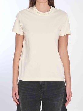 Moncler Women T-Shirt With Crochet Crew Neck