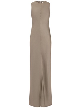Viscose blend crepe long dress