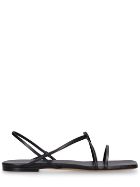 Square toe leather flat sandals