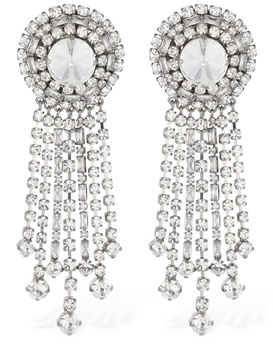 Fringes crystal pendant earrings