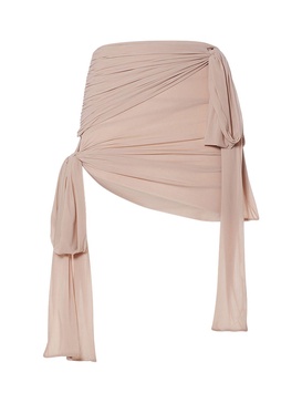 Draped jersey mini skirt w/bows