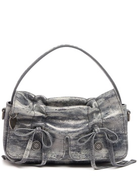 Micro Multipocket laminated suede bag