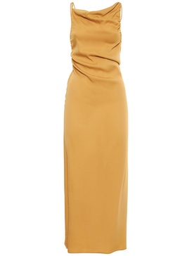Stretch viscose draped backless dress