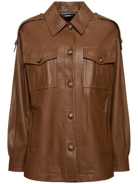 Buttoned leather jacket
