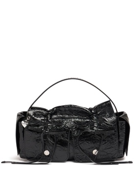 Multipocket crinkled leather bag