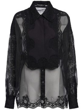 Silk blend organza & lace shirt