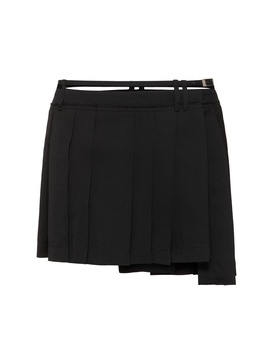 Ipleat wool blend suiting mini skirt