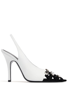 105mm Fiona leather slingback heels