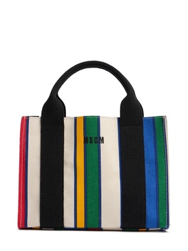 Small striped canvas shopping bag