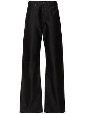 High waist cotton denim wide jeans
