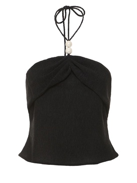 Embellished halter crop top