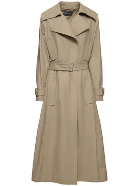 Belted cotton blend gabardine trench