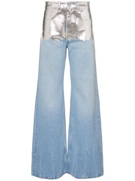 Embellished high rise straight jeans