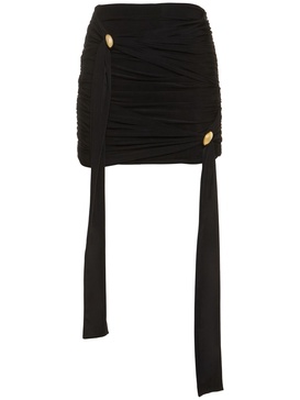 Mesh mini skirt w/gold rings
