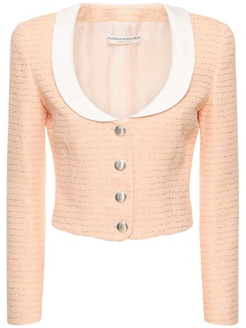 Sequined tweed jacket w/ collar