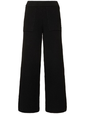 Chunky knit cotton blend wide pants