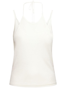 Layered knit halter tank top