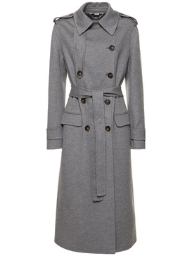 Wool double breasted belted coat