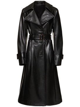 Oliv belted long trench coat