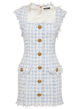 Gingham tweed mini dress
