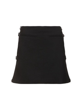 Cut-out wool mini skirt