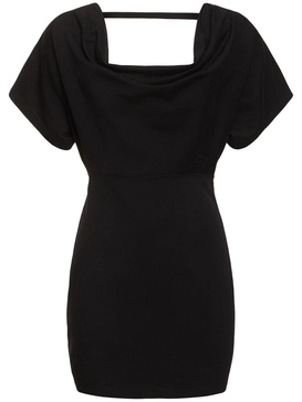 Cotton mini dress w/ open back