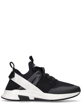 Alcantara tech & leather low sneakers