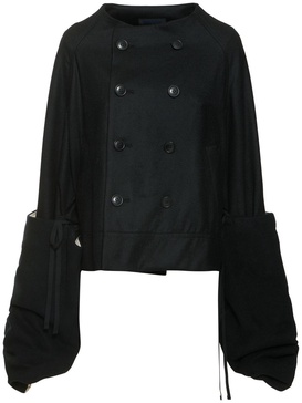 Short peacoat w/ furry sleeves