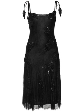 Embroidered lace midi dress