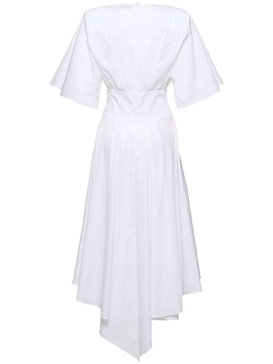 Cotton poplin s/s flared midi dress