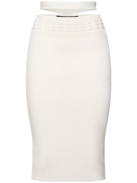Stretch viscose knit midi skirt