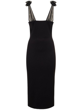 Jersey midi dress w/roses