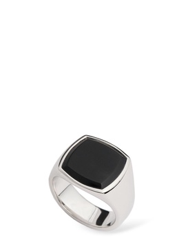 Cushion black onyx ring