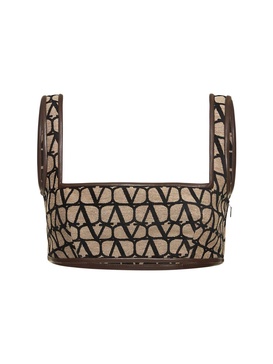 Logo jacquard canvas crop top