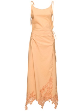 Cotton midi dress w/lace