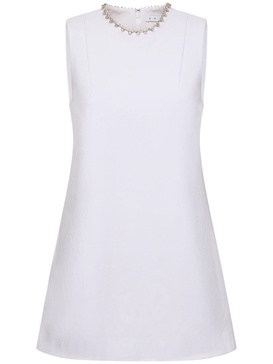 Crystal heart crepe mini dress