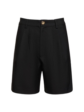 Carrie pleated wool blend shorts