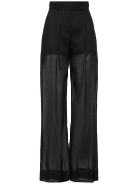 Sheer cotton organza wide pants