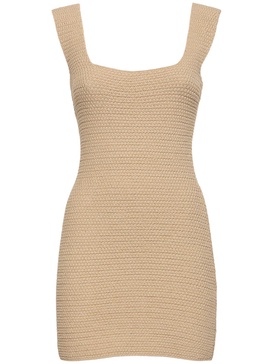 Chunky knit cotton blend mini dress