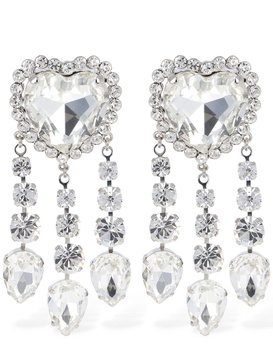 Heart earrings w/ crystal pendants