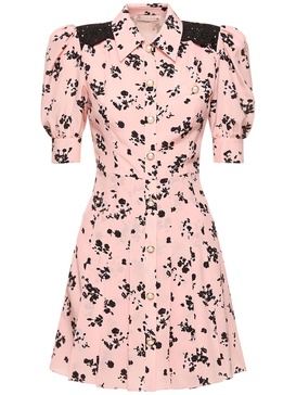 Printed silk short sleeve mini dress