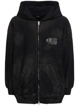 Vintage effect cotton sweatshirt hoodie