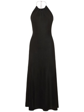 Viscose knit halter neck long dress