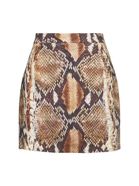 Printed stretch viscose mini skirt