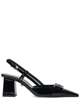 70mm Patent leather slingback pumps